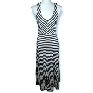 MONTEAU BLACK & WHITE STRIPE MAXI DRESS SZ.M EUC